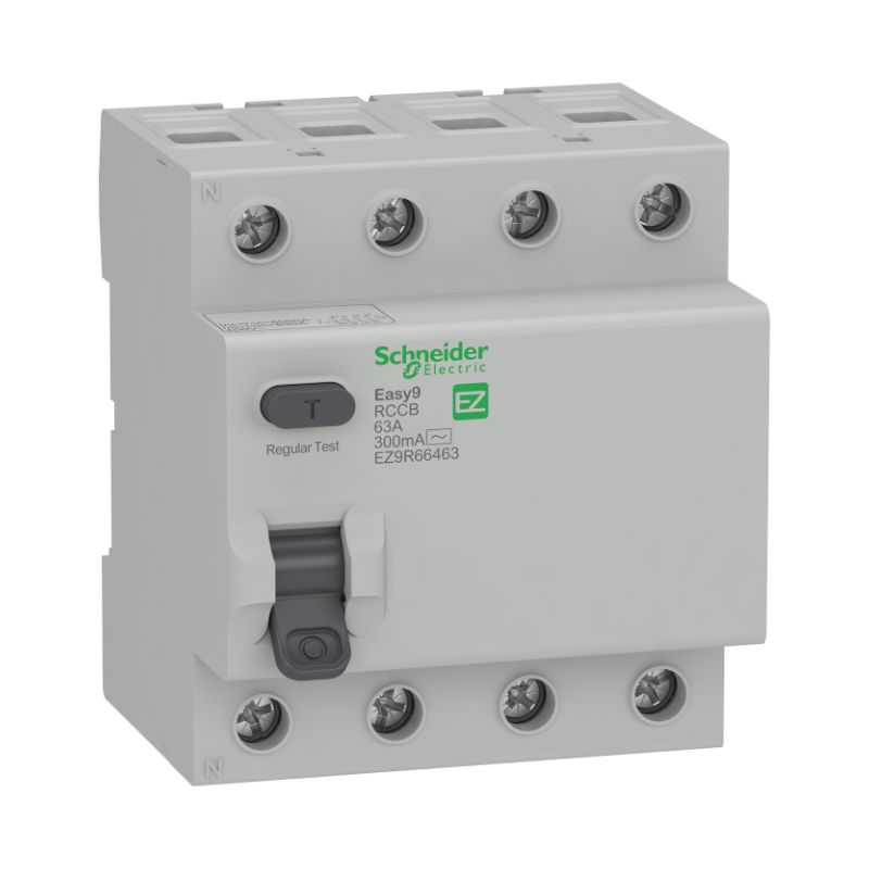 Easy9 Residual Current Circuit Breaker - 4P - 63 A - 300 mA - AC type - 400 V