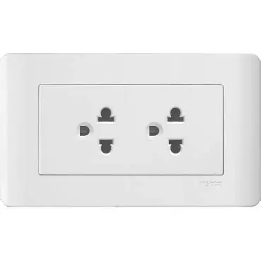 ZENcelo - 16A 250V universal 3pin 2gang socket - white