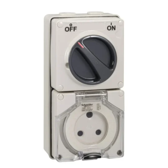 15A 250V - triple phase 3 pole - round pin - IP66 (grey)