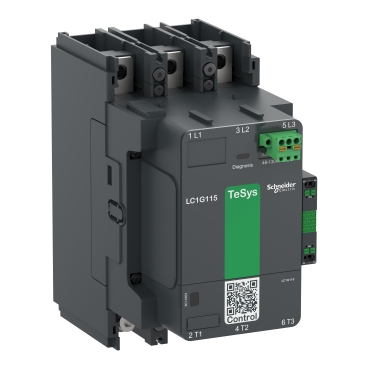 High power contactor, TeSys Giga, 3 pole (3NO), AC-3 <=440V 185A, standard version, 48...130V wide band AC/DC coil